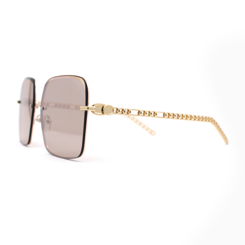 Luxury Beautiful Gradient Metal Jewel Chain Arm Rectangle Sunglasses