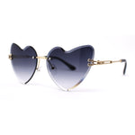 Womens Gothic Luxe Rimless Beveled Lens Cat Eye Heart Sunglasses