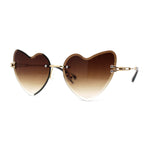 Womens Gothic Luxe Rimless Beveled Lens Cat Eye Heart Sunglasses