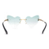 Womens Gothic Luxe Rimless Beveled Lens Cat Eye Heart Sunglasses