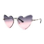 Womens Gothic Luxe Rimless Beveled Lens Cat Eye Heart Sunglasses