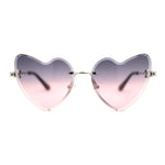 Womens Gothic Luxe Rimless Beveled Lens Cat Eye Heart Sunglasses