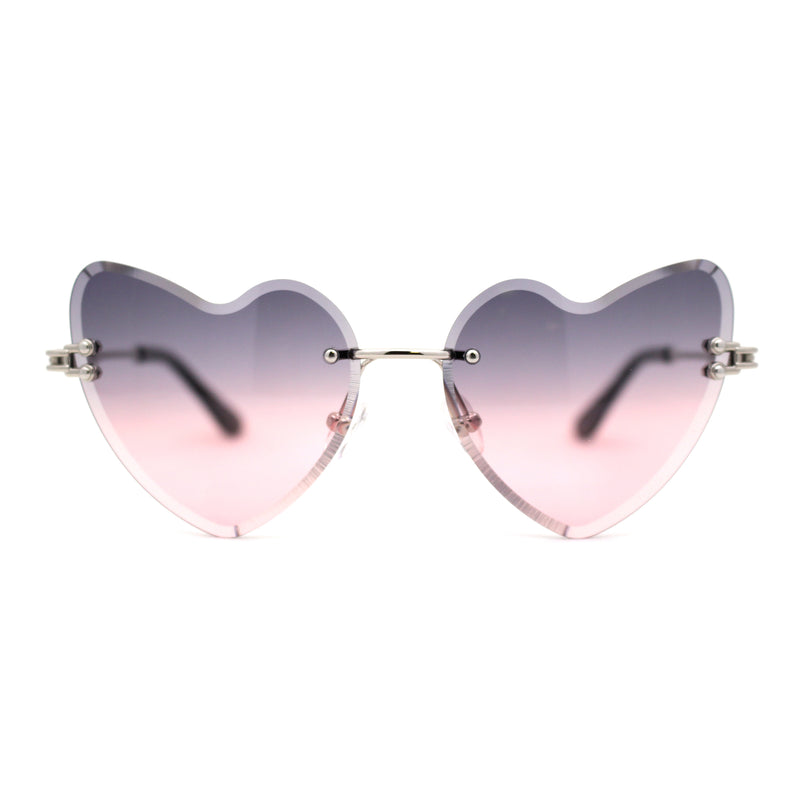 Womens Gothic Luxe Rimless Beveled Lens Cat Eye Heart Sunglasses