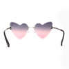 Womens Gothic Luxe Rimless Beveled Lens Cat Eye Heart Sunglasses