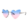 Womens Gothic Luxe Rimless Beveled Lens Cat Eye Heart Sunglasses