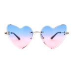 Womens Gothic Luxe Rimless Beveled Lens Cat Eye Heart Sunglasses