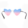 Womens Gothic Luxe Rimless Beveled Lens Cat Eye Heart Sunglasses