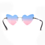 Womens Gothic Luxe Rimless Beveled Lens Cat Eye Heart Sunglasses