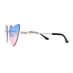 Womens Gothic Luxe Rimless Beveled Lens Cat Eye Heart Sunglasses