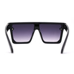 Mobster Flat Top Shield Horn Rimless Plastic Sunglasses