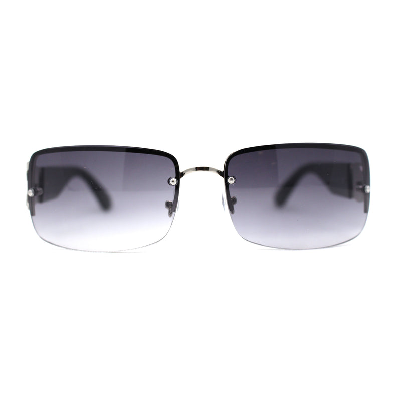 Luxury 90s' Rimless Thin Metal Rectangular Fashion Sunglasses