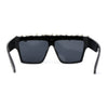 Huge Dripping Nugget Rhinestone Brow Flat Top Horn Rim Sunglasses