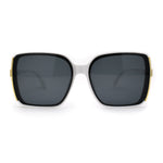 Womens Minimal 90s Designer Oversize Rectangle Sunglasses