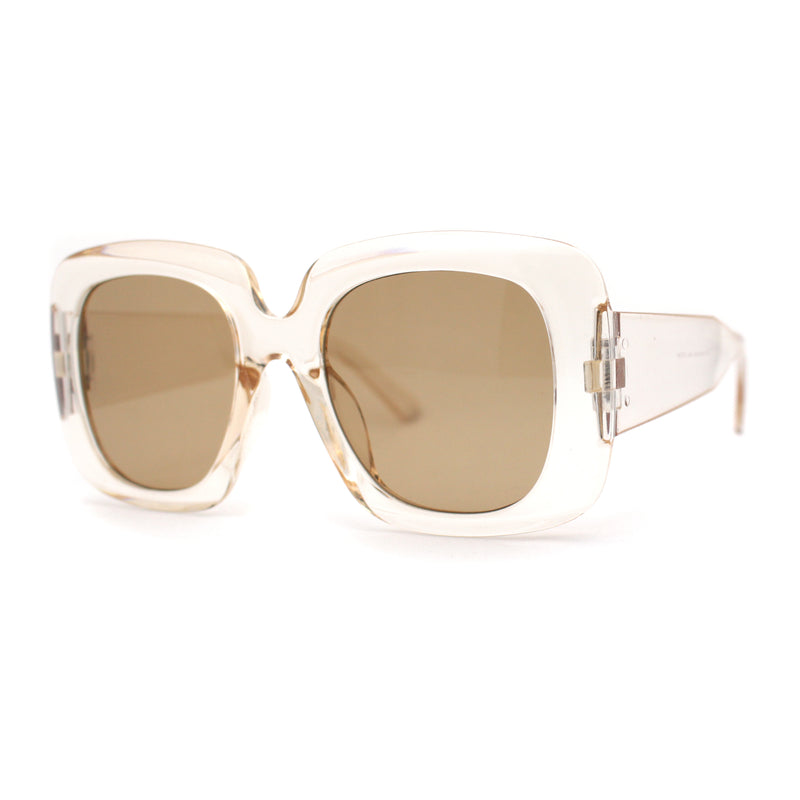 Womens Oversized Thick Plastic Mod Minimal Fashion Rectangle Sunglasses