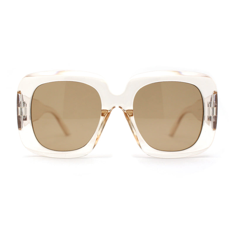 Womens Oversized Thick Plastic Mod Minimal Fashion Rectangle Sunglasses