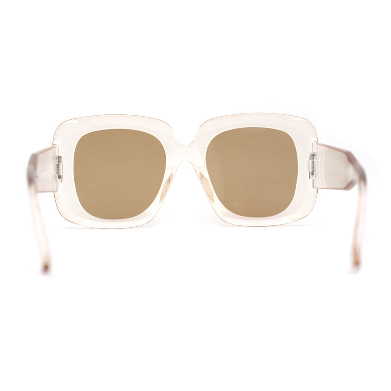 Womens Oversized Thick Plastic Mod Minimal Fashion Rectangle Sunglasses
