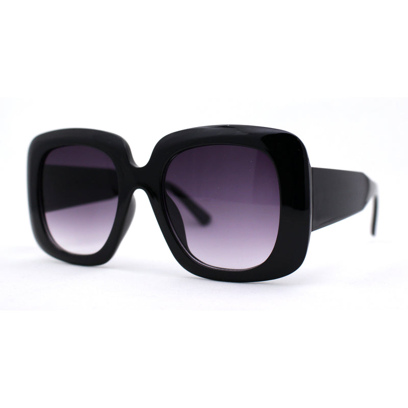 Womens Oversized Thick Plastic Mod Minimal Fashion Rectangle Sunglasses