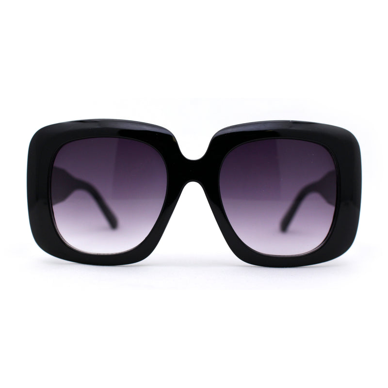Womens Oversized Thick Plastic Mod Minimal Fashion Rectangle Sunglasses
