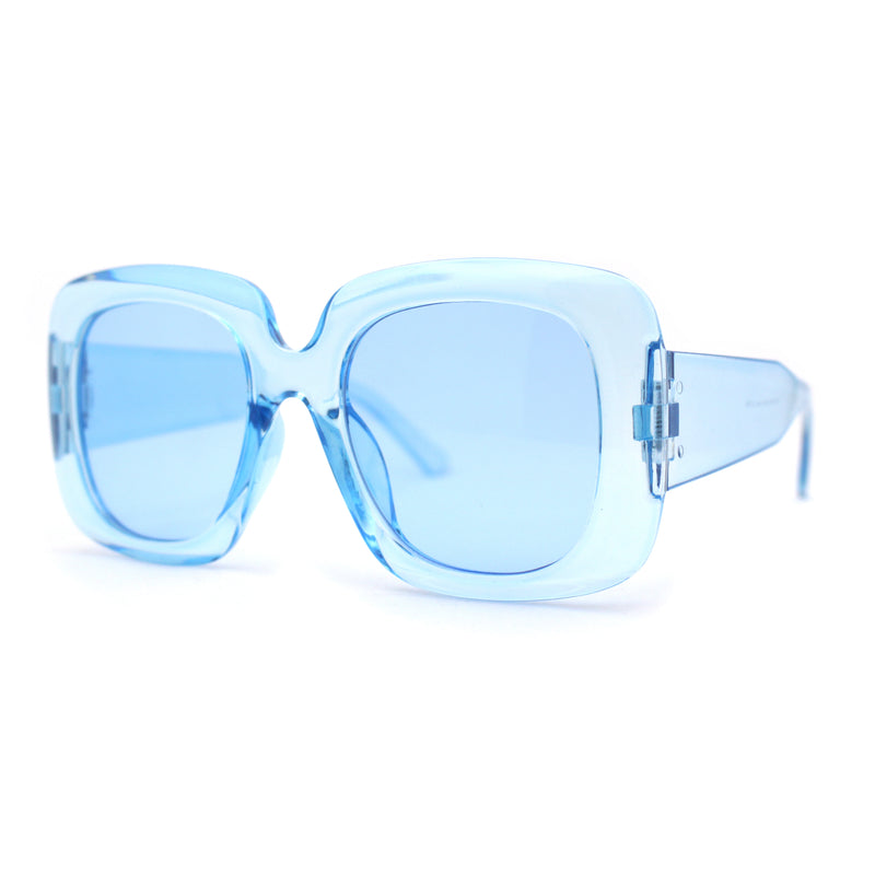 Womens Oversized Thick Plastic Mod Minimal Fashion Rectangle Sunglasses
