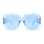Womens Oversized Thick Plastic Mod Minimal Fashion Rectangle Sunglasses