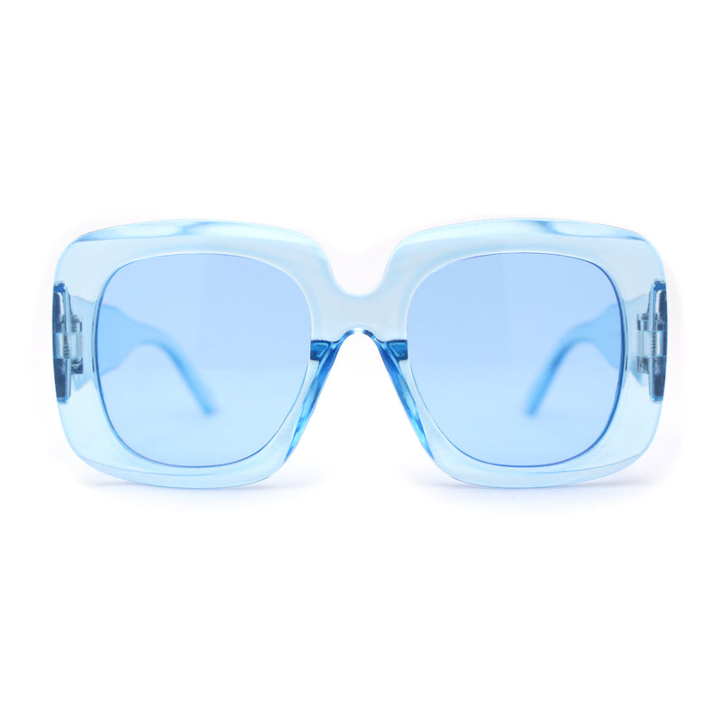 Womens Oversized Thick Plastic Mod Minimal Fashion Rectangle Sunglasses