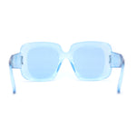 Womens Oversized Thick Plastic Mod Minimal Fashion Rectangle Sunglasses