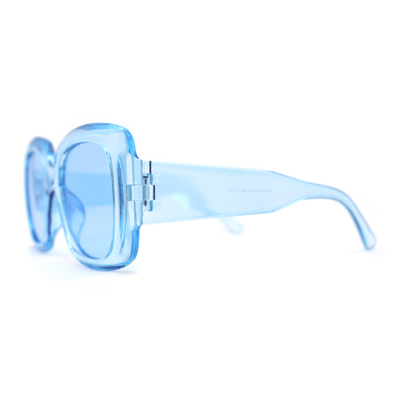 Womens Oversized Thick Plastic Mod Minimal Fashion Rectangle Sunglasses