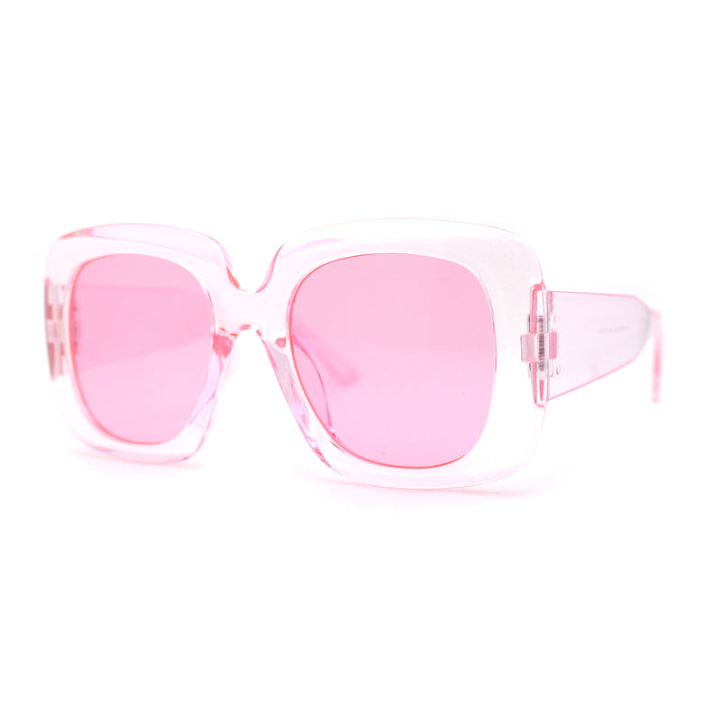 Womens Oversized Thick Plastic Mod Minimal Fashion Rectangle Sunglasses