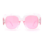 Womens Oversized Thick Plastic Mod Minimal Fashion Rectangle Sunglasses