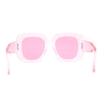 Womens Oversized Thick Plastic Mod Minimal Fashion Rectangle Sunglasses