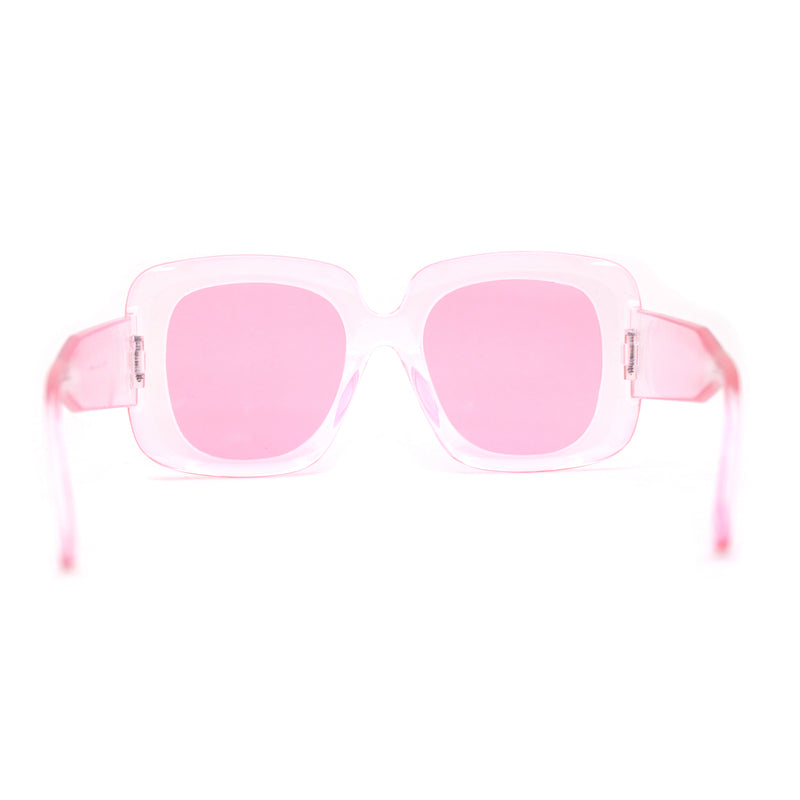 Womens Oversized Thick Plastic Mod Minimal Fashion Rectangle Sunglasses