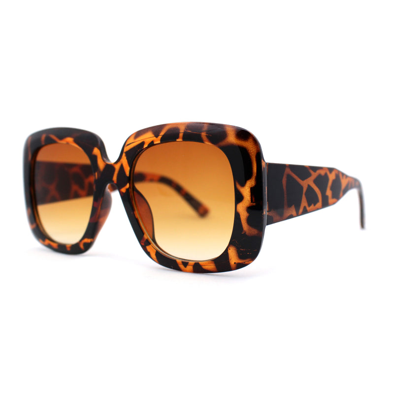 Womens Oversized Thick Plastic Mod Minimal Fashion Rectangle Sunglasses