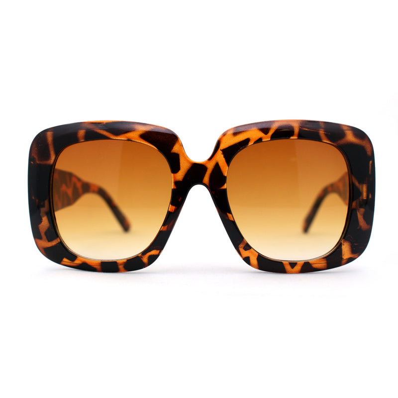 Womens Oversized Thick Plastic Mod Minimal Fashion Rectangle Sunglasses