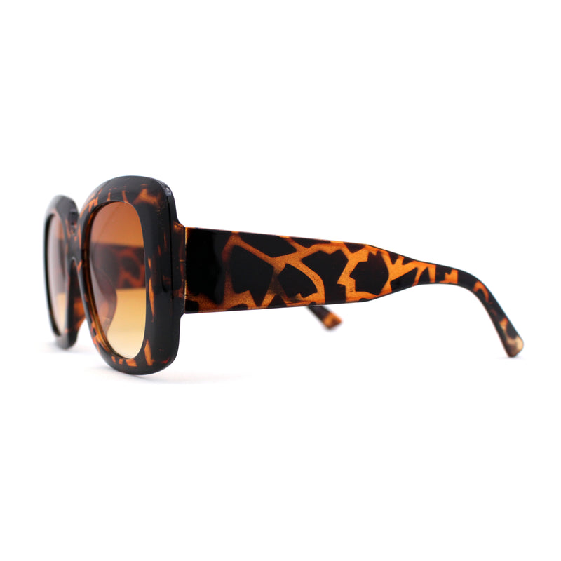 Womens Oversized Thick Plastic Mod Minimal Fashion Rectangle Sunglasses