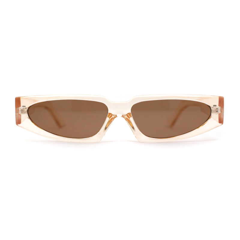 Elegantly Minimal Triangular Lens Narrow Rectangle Plastic Sunglasses