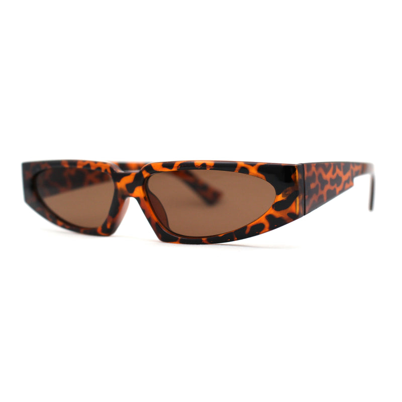 Elegantly Minimal Triangular Lens Narrow Rectangle Plastic Sunglasses