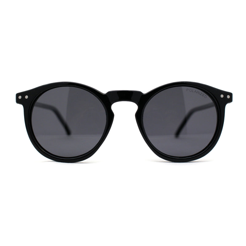 Polarized Hipster Round Keyhole Horn Rim Thin Plastic Sunglasses