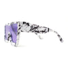 Colored Mirror White Marble Frame 80s Robotic Shield Sunglasses