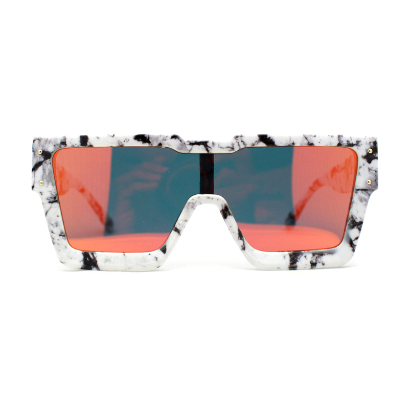 Reflective Color Mirror Lens 80s Neon Splatter Bolt Arm Half Rim Shield  Sunglass