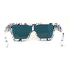 Colored Mirror White Marble Frame 80s Robotic Shield Sunglasses