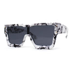 Colored Mirror White Marble Frame 80s Robotic Shield Sunglasses