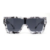 Colored Mirror White Marble Frame 80s Robotic Shield Sunglasses