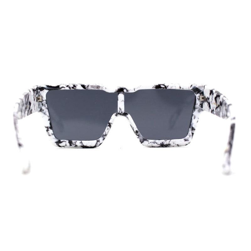 Colored Mirror White Marble Frame 80s Robotic Shield Sunglasses