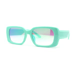 Minimal Color Mirror Mod Narrow Rectangle Plastic Sunglasses