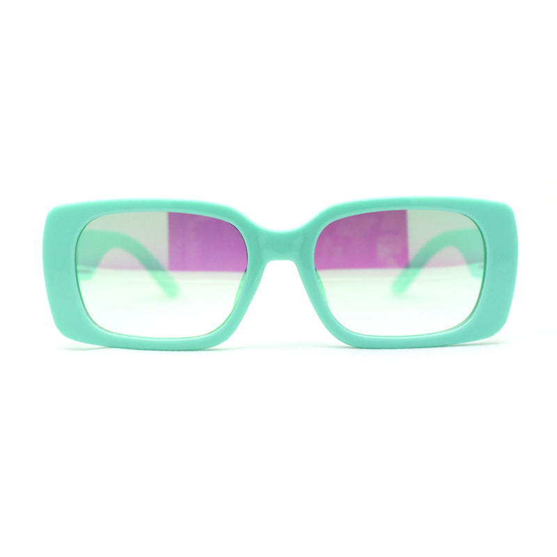 Minimal Color Mirror Mod Narrow Rectangle Plastic Sunglasses