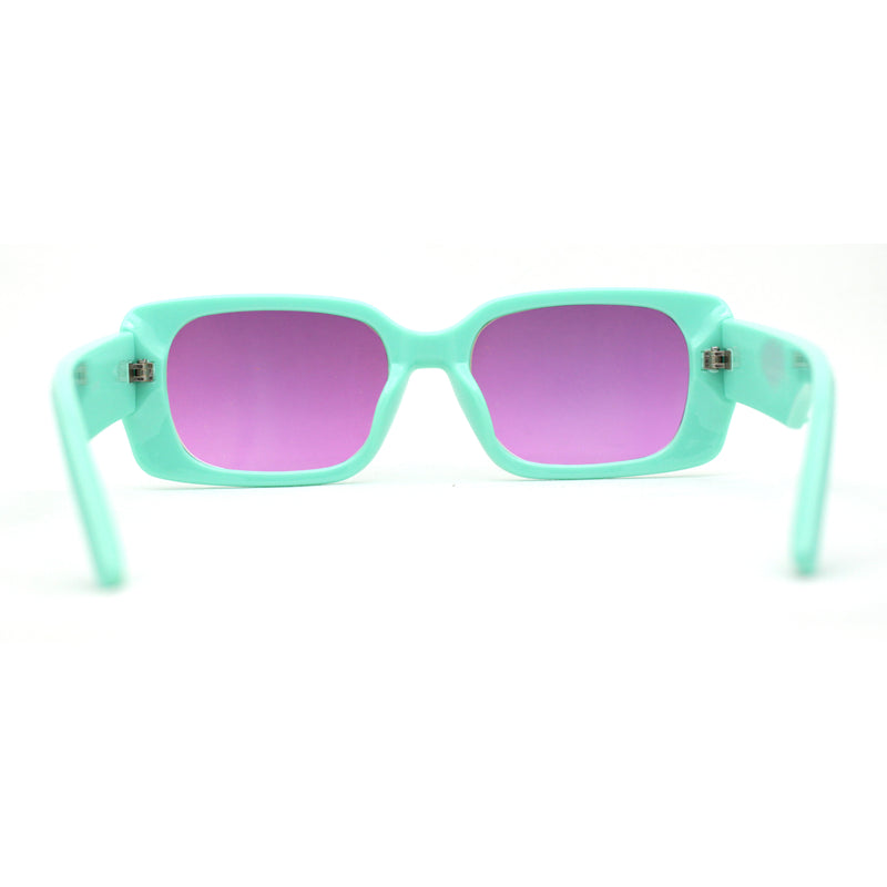 Minimal Color Mirror Mod Narrow Rectangle Plastic Sunglasses