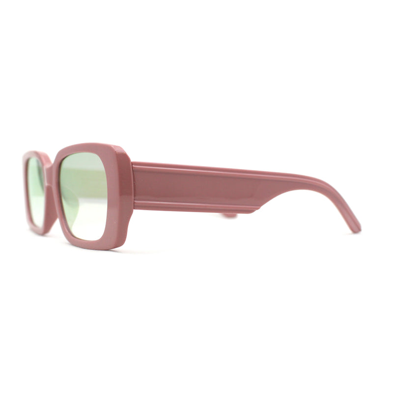 Minimal Color Mirror Mod Narrow Rectangle Plastic Sunglasses