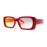 Minimal Color Mirror Mod Narrow Rectangle Plastic Sunglasses