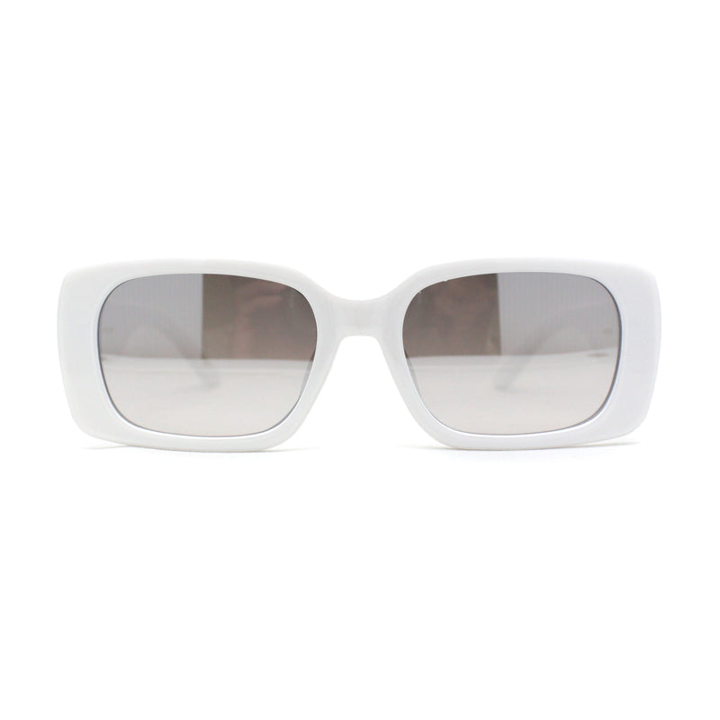 Minimal Color Mirror Mod Narrow Rectangle Plastic Sunglasses