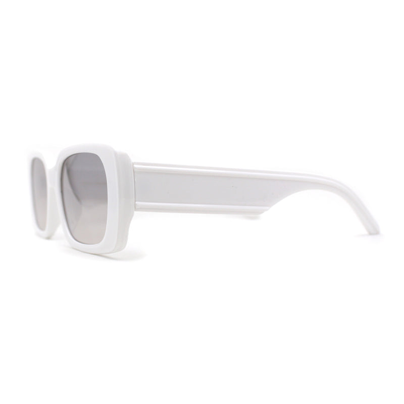 Minimal Color Mirror Mod Narrow Rectangle Plastic Sunglasses